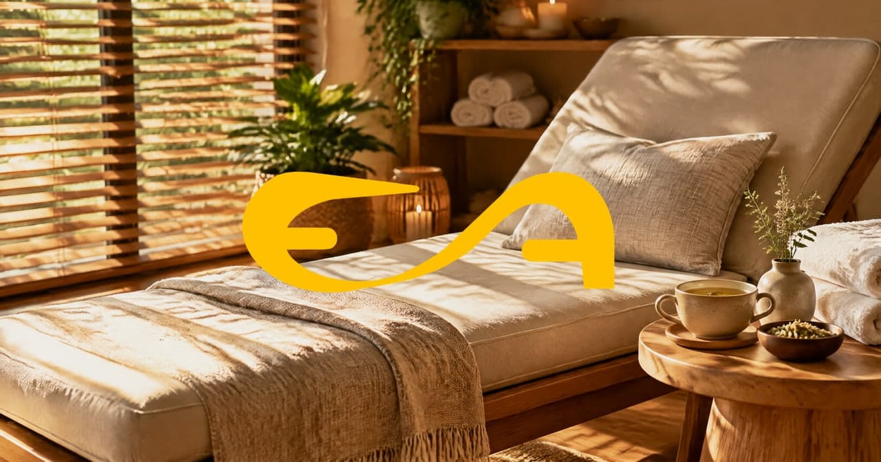 Sala de massagem iluminada pela manhã — sessão de sábado